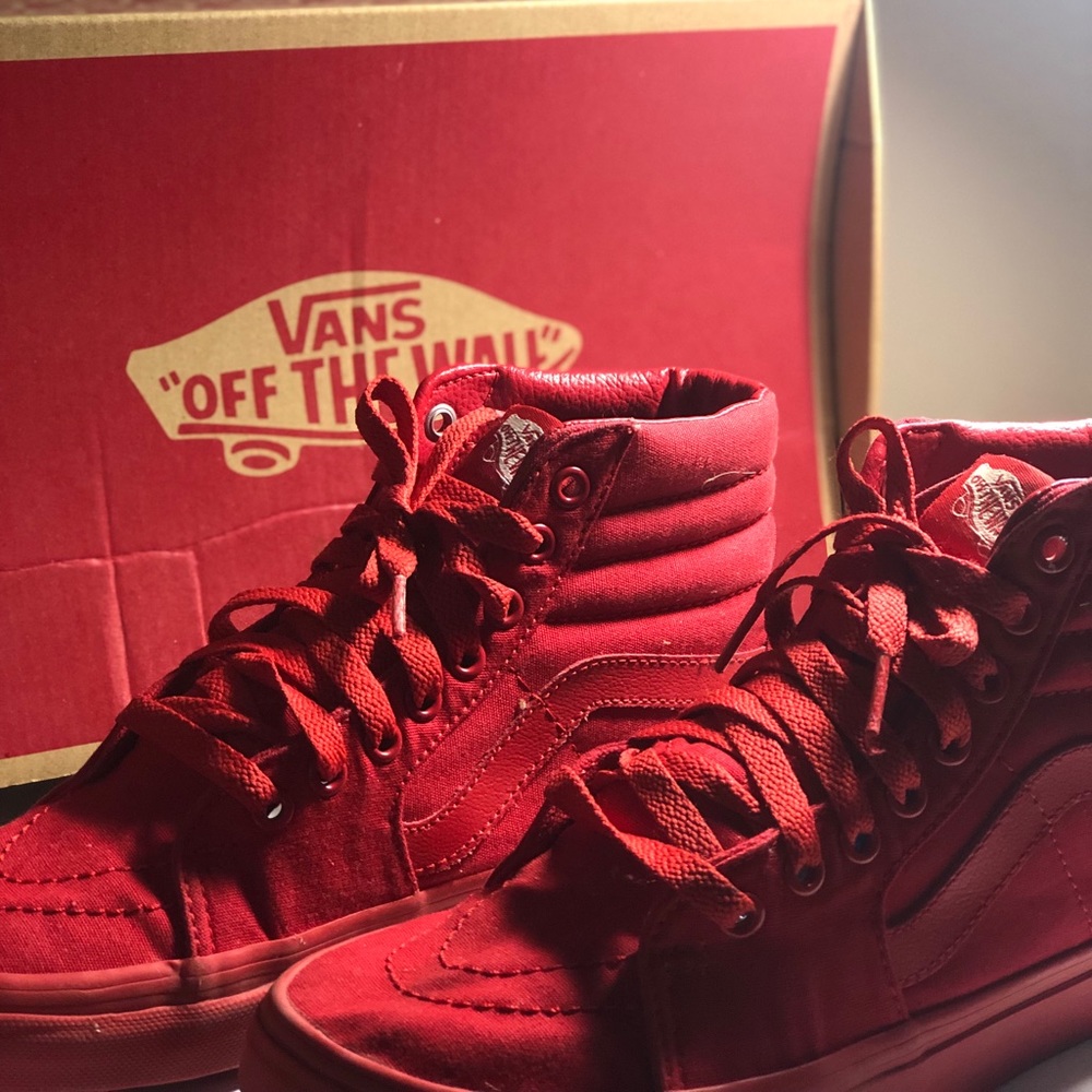 All Red Vans Sk8 Hi